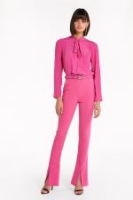 Pantaloni roz eleganți cu talie înaltă