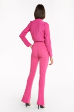 Pantaloni roz eleganți cu talie înaltă