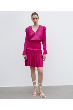 Fustă midi fucsia plisată