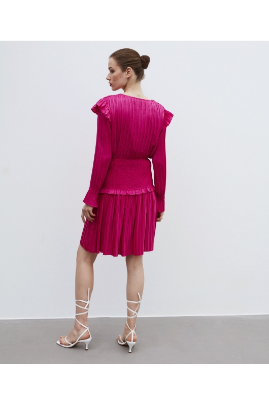 Fustă midi fucsia plisată