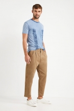 Pantaloni chino bej cu mesaje imprimate