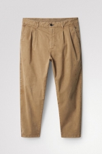 Pantaloni chino bej cu mesaje imprimate