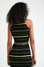 Top cropped casual cu dungi multicolore