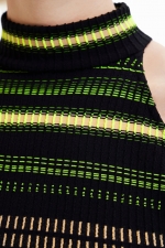Top cropped casual cu dungi multicolore