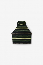 Top cropped casual cu dungi multicolore