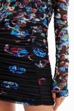 Rochie mini drapată cu imprimeu cercuri