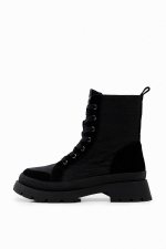 Ghete negre combat cu imprimeu leopard