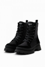 Ghete negre combat cu imprimeu leopard