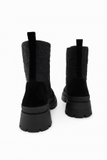 Ghete negre combat cu imprimeu leopard