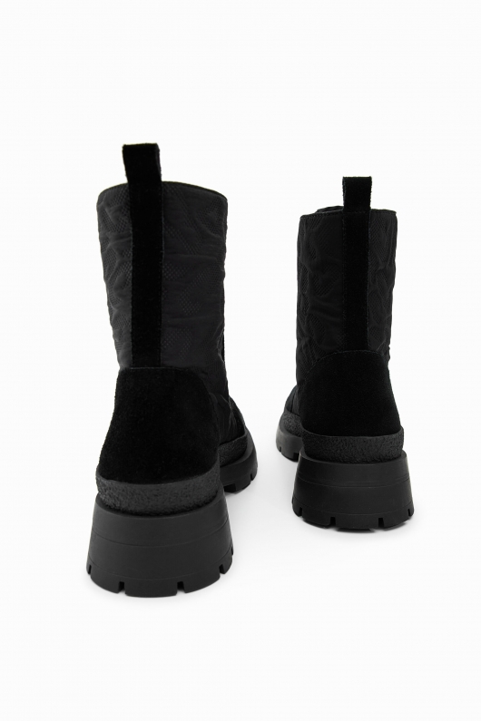 Ghete negre combat cu imprimeu leopard