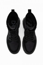 Ghete negre combat cu imprimeu leopard