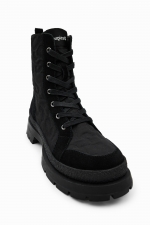 Ghete negre combat cu imprimeu leopard