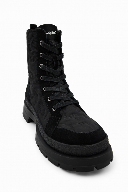 Ghete negre combat cu imprimeu leopard