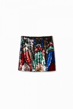 Fustă mini slim cu paiete multicolore