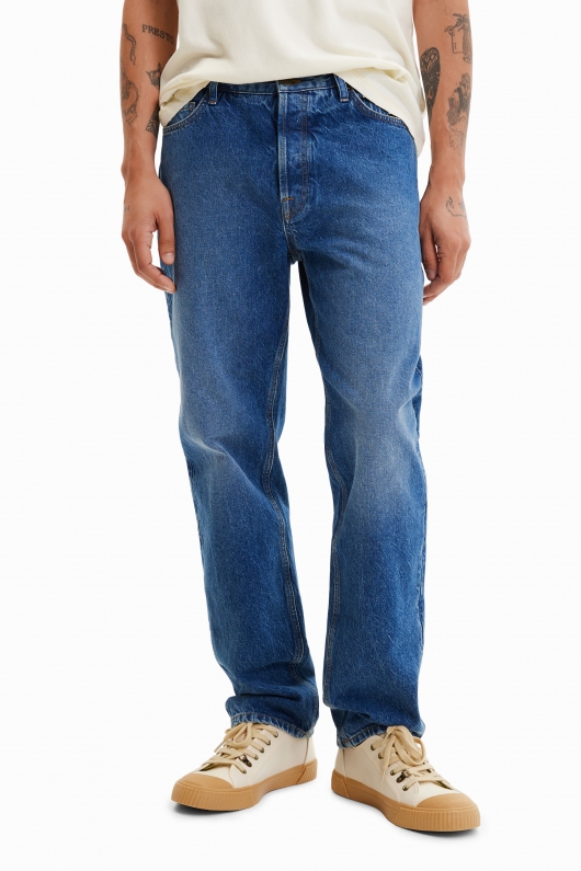 Blugi slim fit albaștri cu talie medie