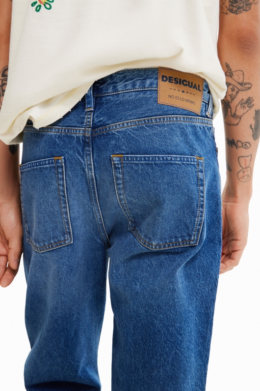 Blugi slim fit albaștri cu talie medie