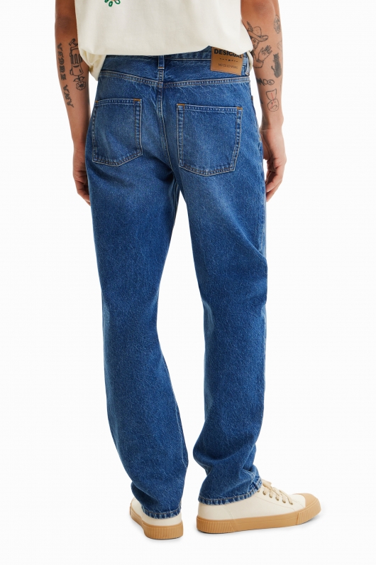 Blugi slim fit albaștri cu talie medie