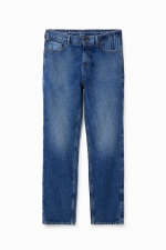 Blugi slim fit albaștri cu talie medie