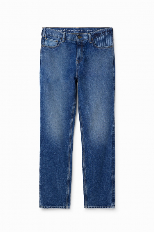 Blugi slim fit albaștri cu talie medie