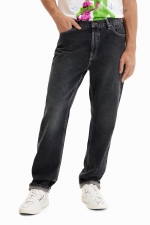 Denim negri slim fit cu buzunare