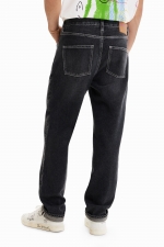 Denim negri slim fit cu buzunare