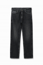 Denim negri slim fit cu buzunare
