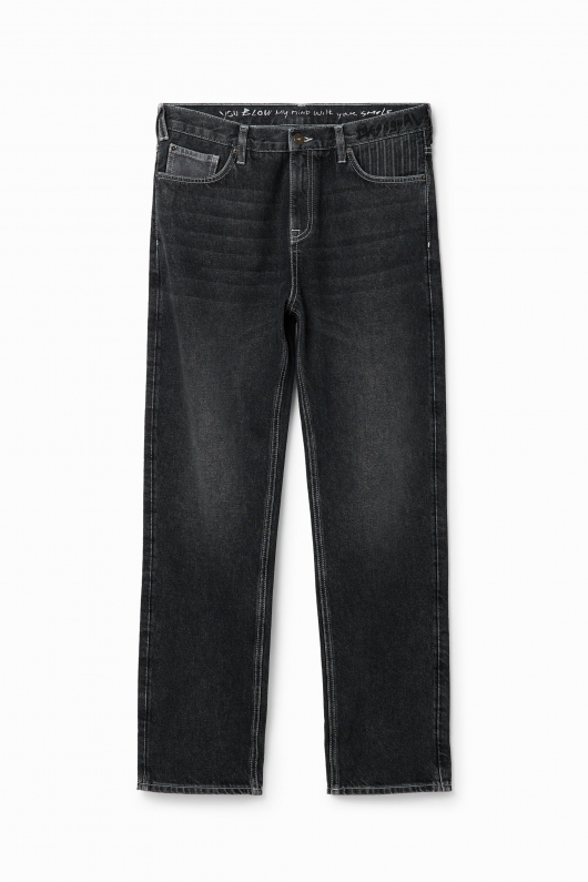 Denim negri slim fit cu buzunare