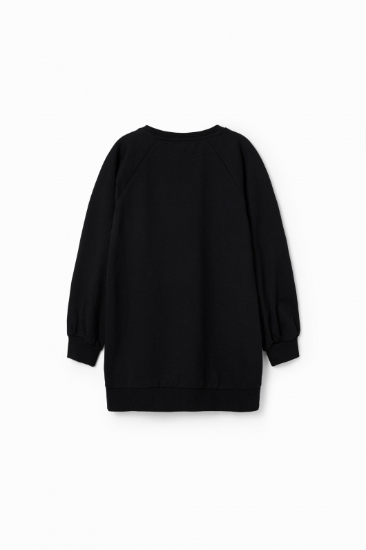Rochie neagră casual cu imprimeu inimă