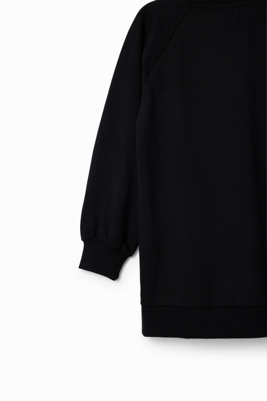 Rochie neagră casual cu imprimeu inimă