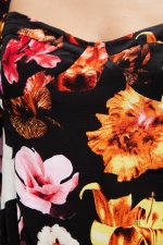 Body cu print floral și mâneci bufante