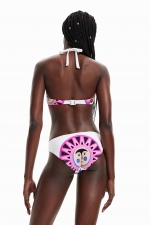 Bikini multicolor cu imprimeu geometric tropical