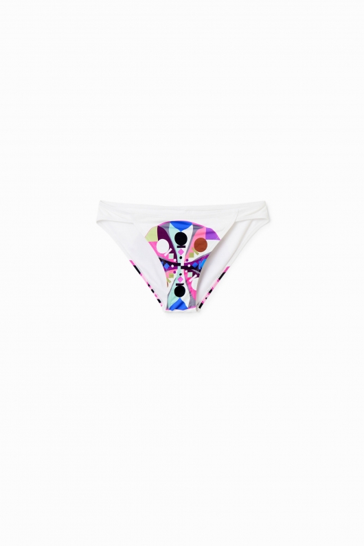 Bikini multicolor cu imprimeu geometric tropical