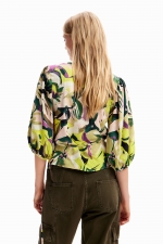 Bluză petrecută cu imprimeu floral multicolor