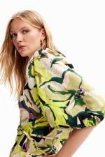 Bluză petrecută cu imprimeu floral multicolor