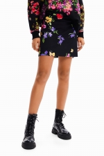 Fustă mini mulată din tricot cu print floral