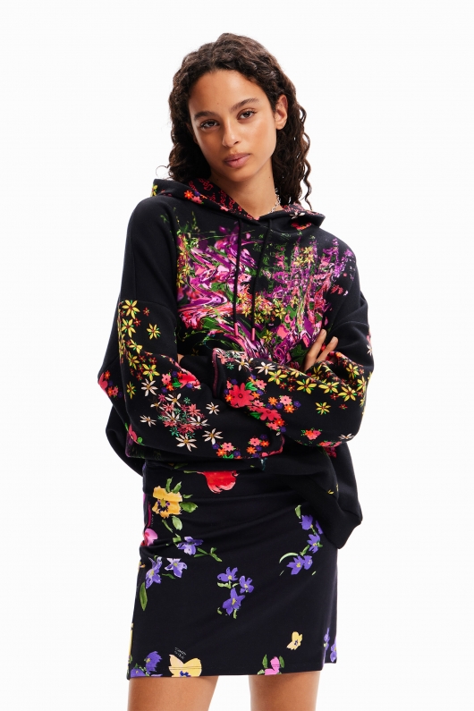 Fustă mini mulată din tricot cu print floral