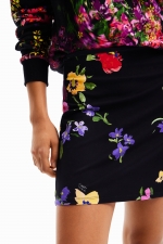 Fustă mini mulată din tricot cu print floral