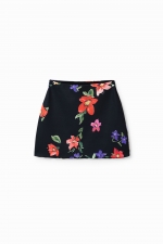 Fustă mini mulată din tricot cu print floral