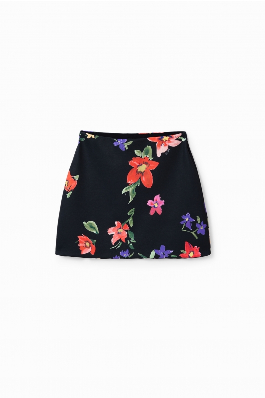 Fustă mini mulată din tricot cu print floral