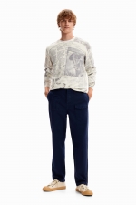 Pantaloni cargo bleumarin cu croi drept