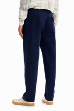 Pantaloni cargo bleumarin cu croi drept