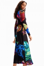Rochie midi mulată cu imprimeu marmorate multicolor