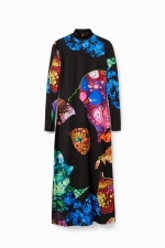 Rochie midi mulată cu imprimeu marmorate multicolor