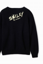 Pulover negru copii cu imprimeu Smiley
