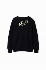 Pulover negru copii cu imprimeu Smiley
