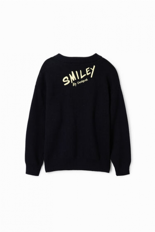 Pulover negru copii cu imprimeu Smiley