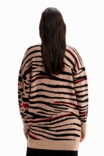 Cardigan oversize cu imprimeu leopard și zebră