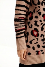 Cardigan oversize cu imprimeu leopard și zebră
