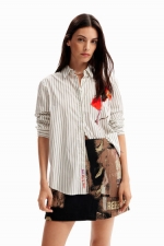 Fustă mini jacquard multicolor cu imprimeu ziar