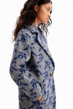 Palton lung jacquard cu model herringbone